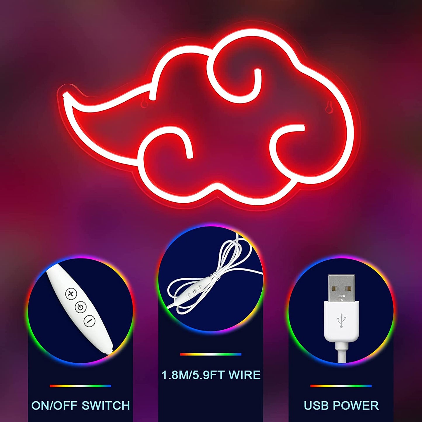 Crimson Storm Neon Wall Art