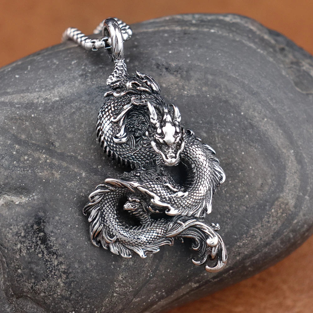 Dominus Steel Dragon Pendant Necklace