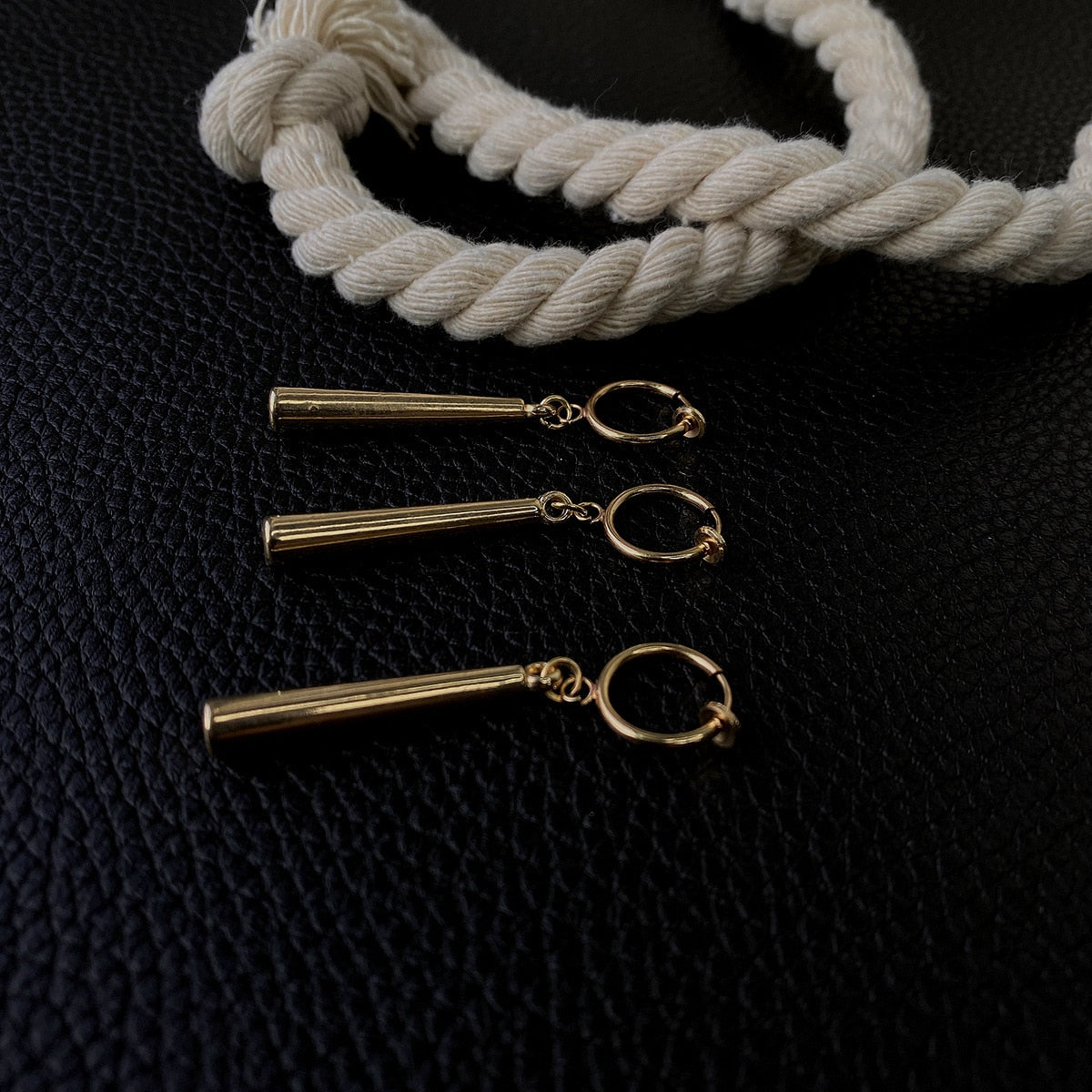 "Three-Sword Danglers – Ronin’s Oath Earrings"