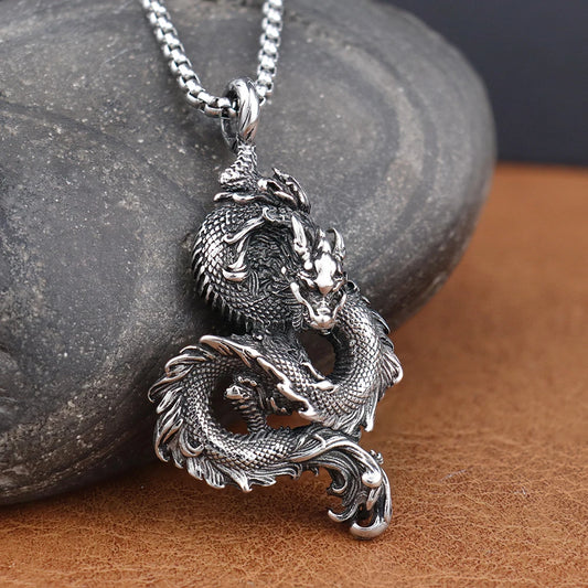 Dominus Steel Dragon Pendant Necklace