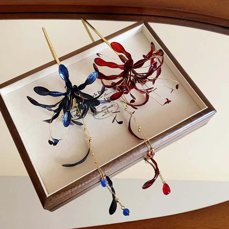 Blood Blossom Hair Sticks