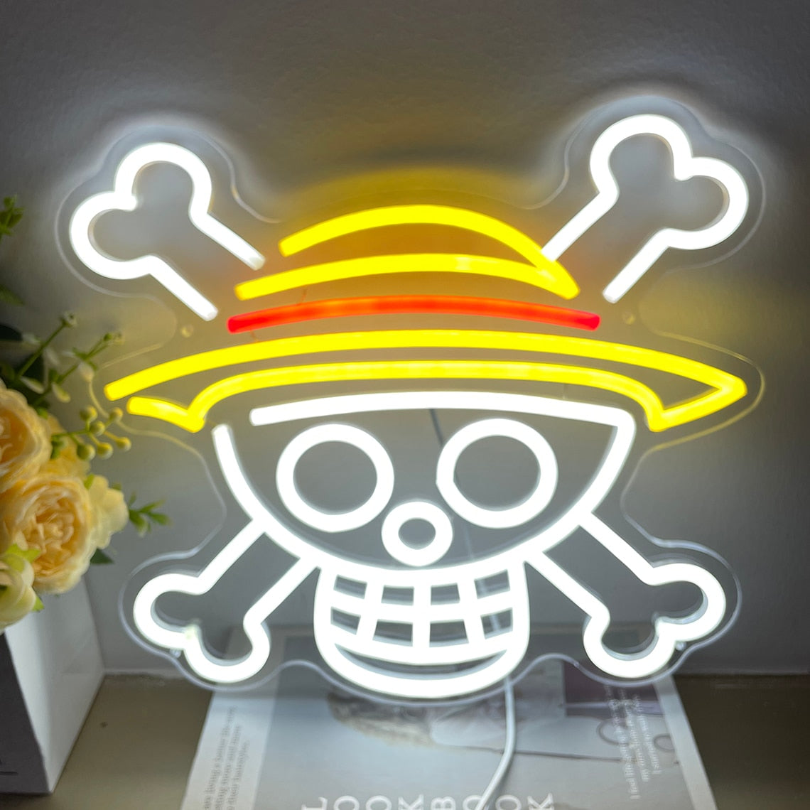 Smiling Jolly Roger Neon Sign