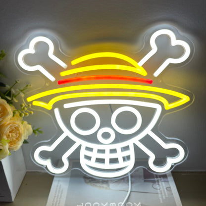 Smiling Jolly Roger Neon Sign