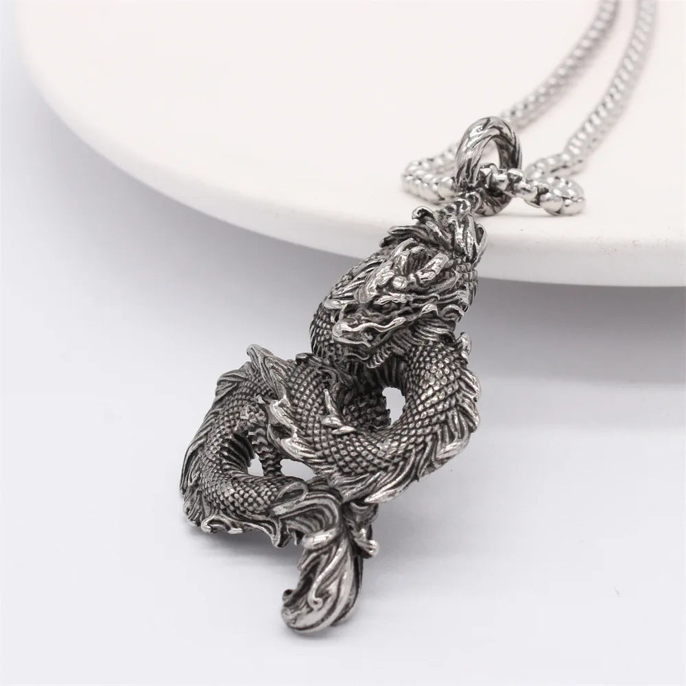 Dominus Steel Dragon Pendant Necklace