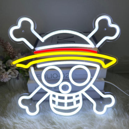 Smiling Jolly Roger Neon Sign