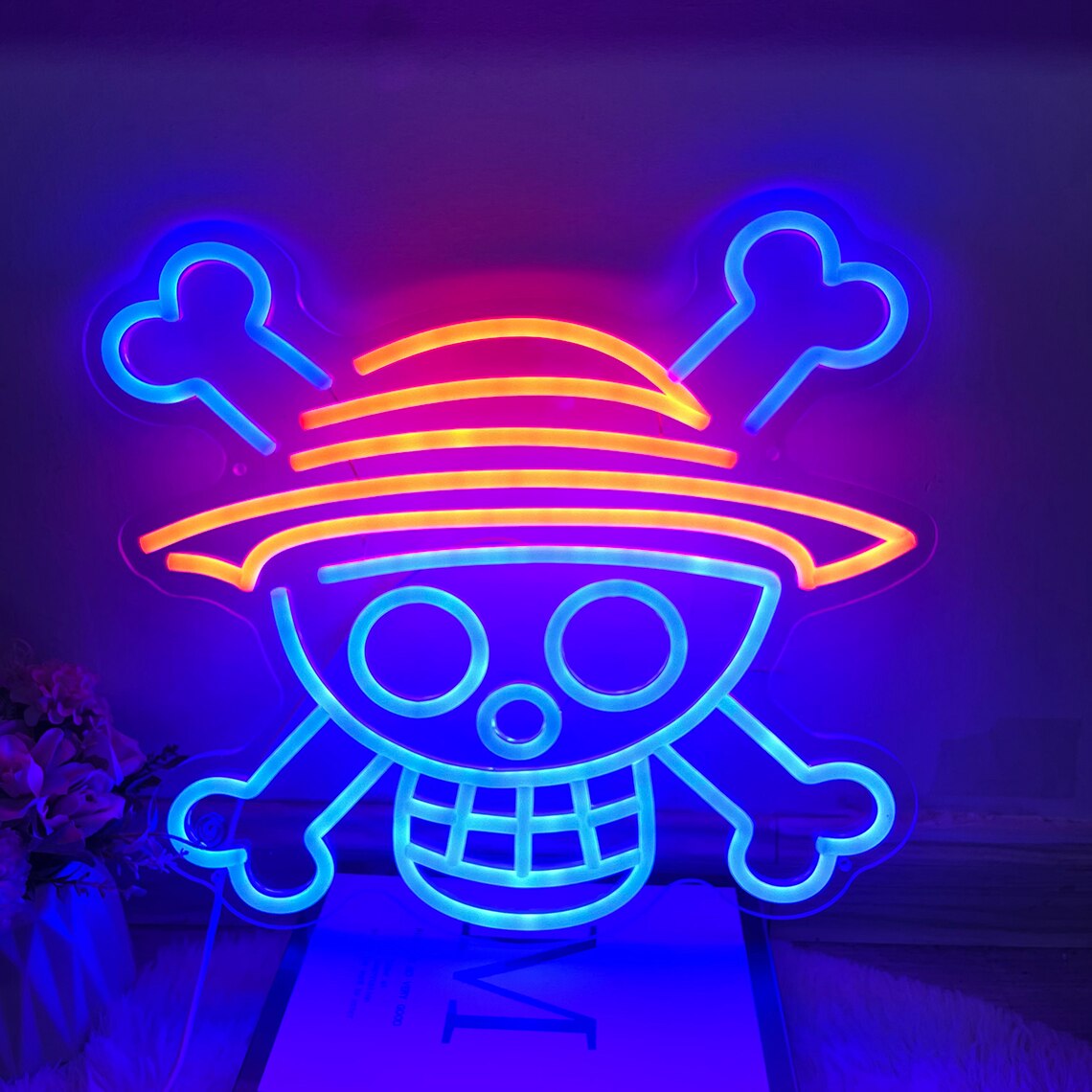 Smiling Jolly Roger Neon Sign