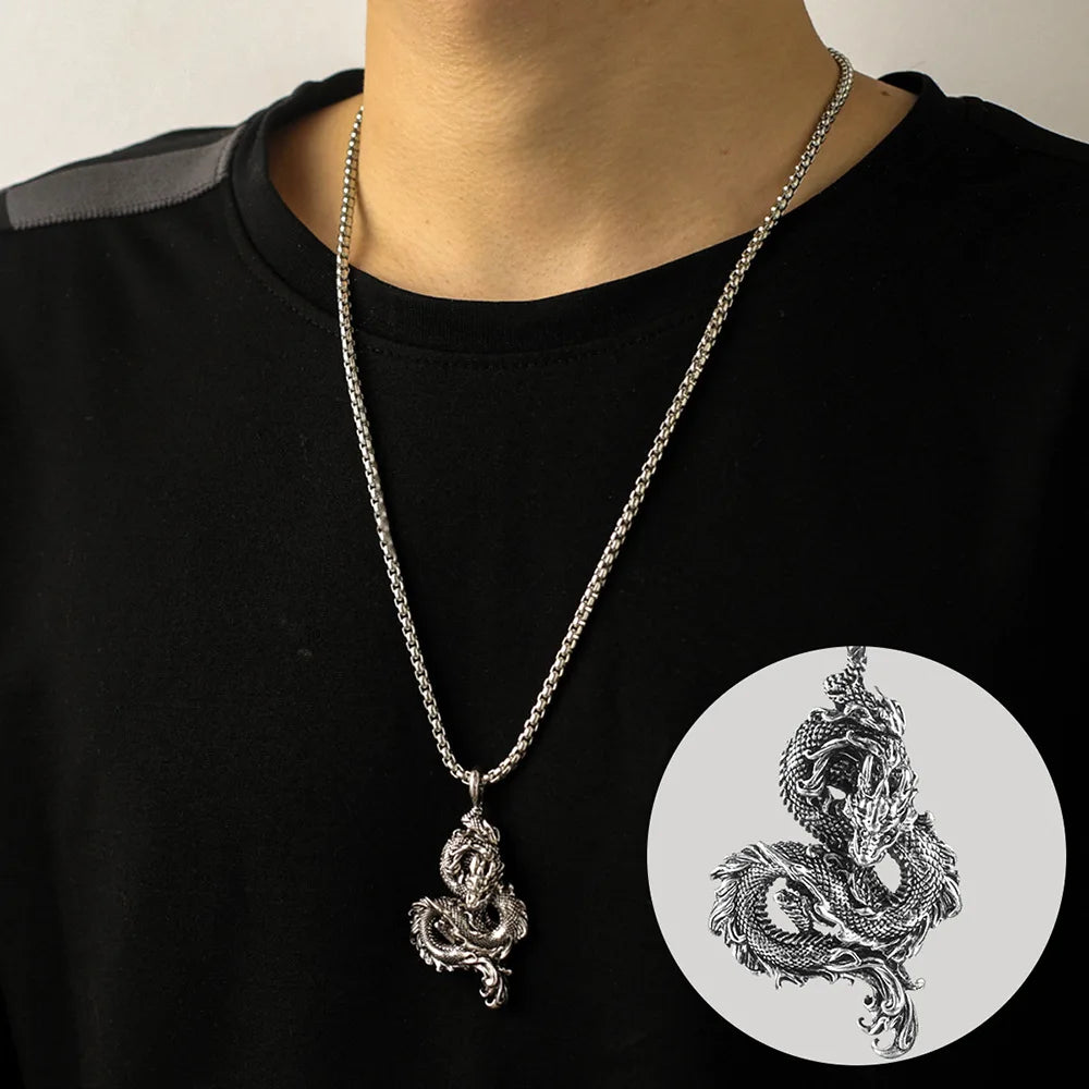 Dominus Steel Dragon Pendant Necklace