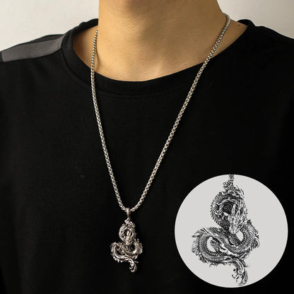 Dominus Steel Dragon Pendant Necklace