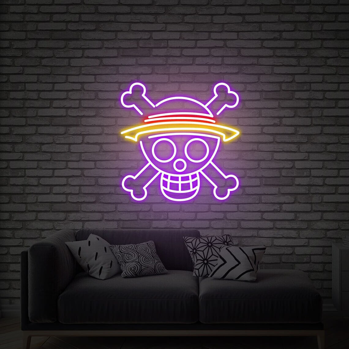 Smiling Jolly Roger Neon Sign