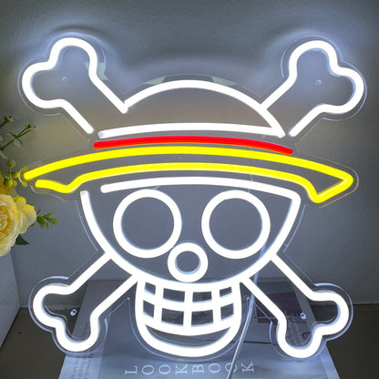 Smiling Jolly Roger Neon Sign