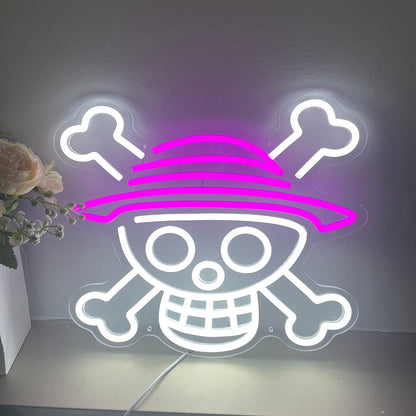Smiling Jolly Roger Neon Sign