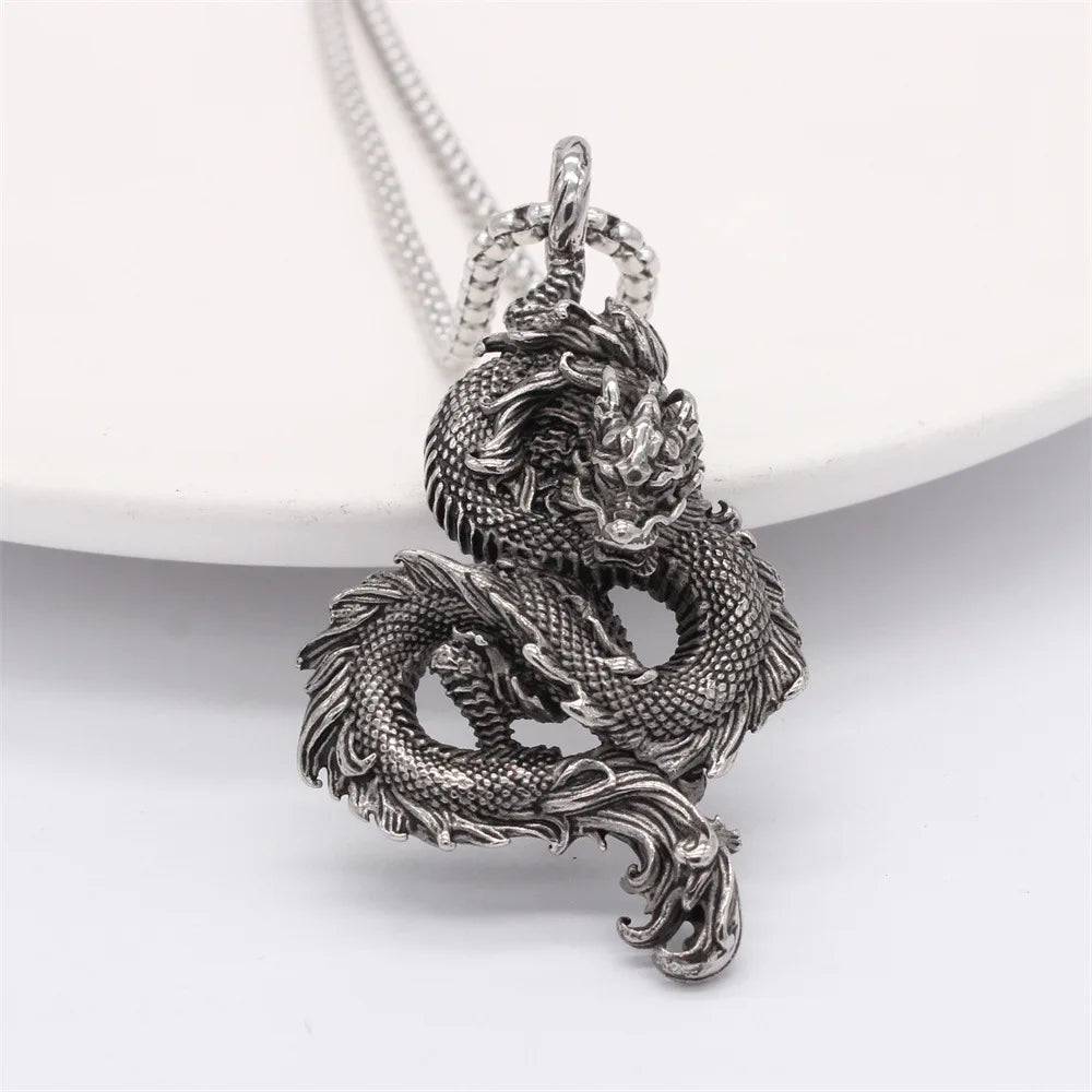 Dominus Steel Dragon Pendant Necklace