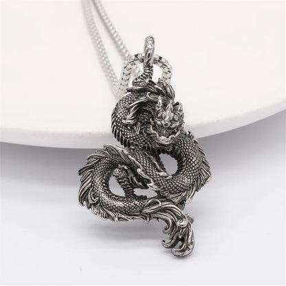 Dominus Steel Dragon Pendant Necklace