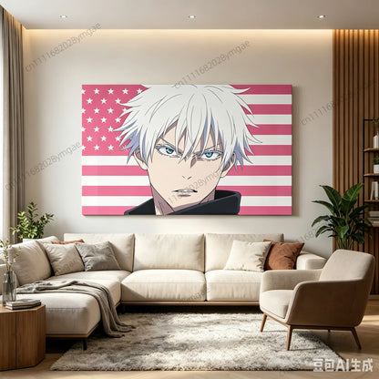 Jujutsu Kaisen Gojo Satoru Pink American Flag