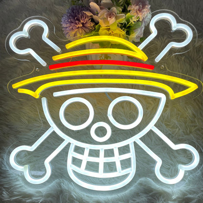 Smiling Jolly Roger Neon Sign