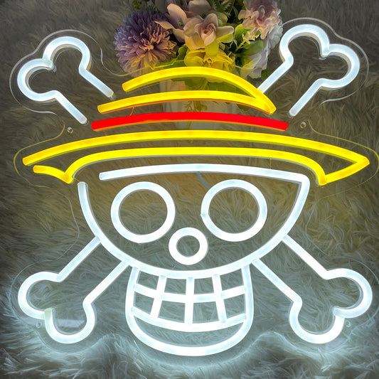 Smiling Jolly Roger Neon Sign