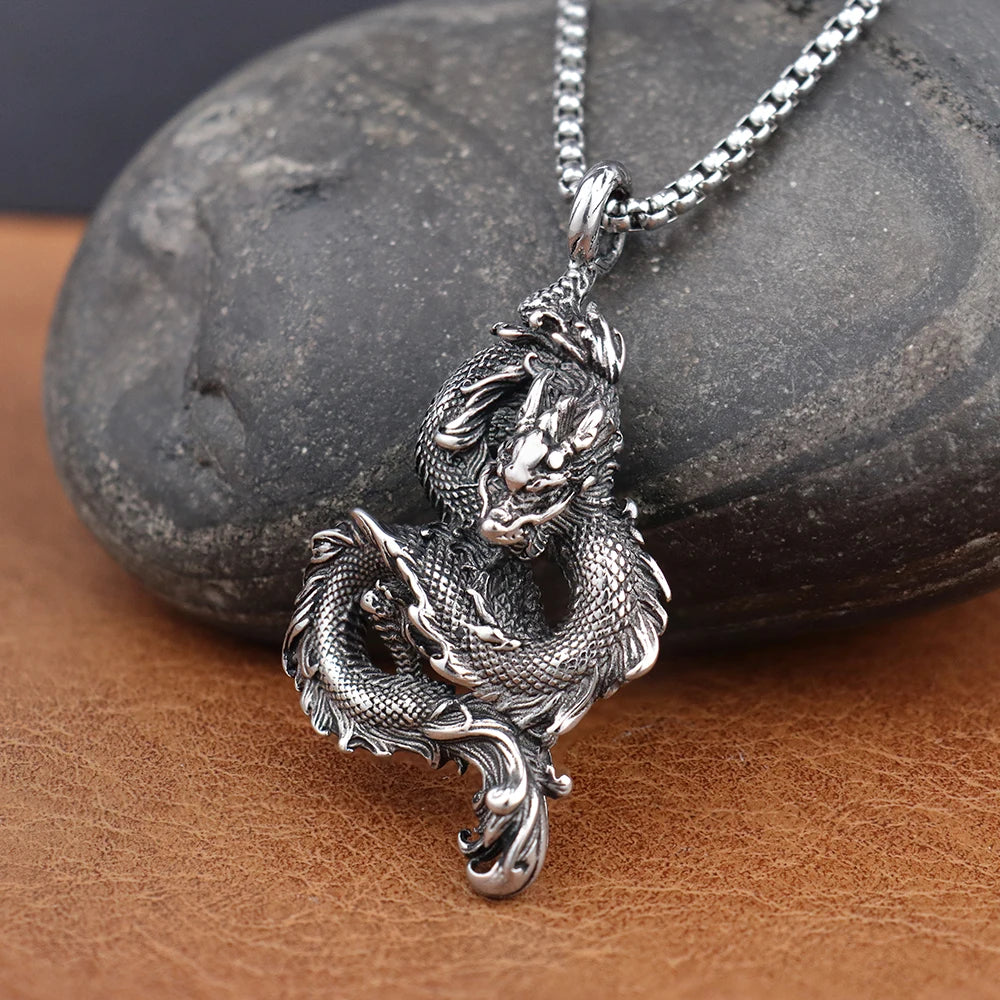 Dominus Steel Dragon Pendant Necklace