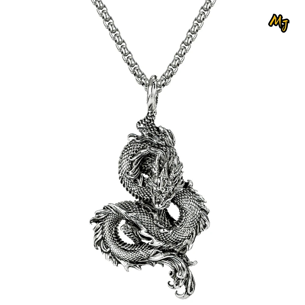 Dominus Steel Dragon Pendant Necklace