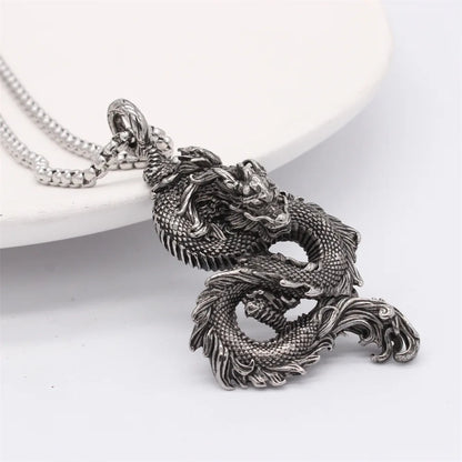 Dominus Steel Dragon Pendant Necklace
