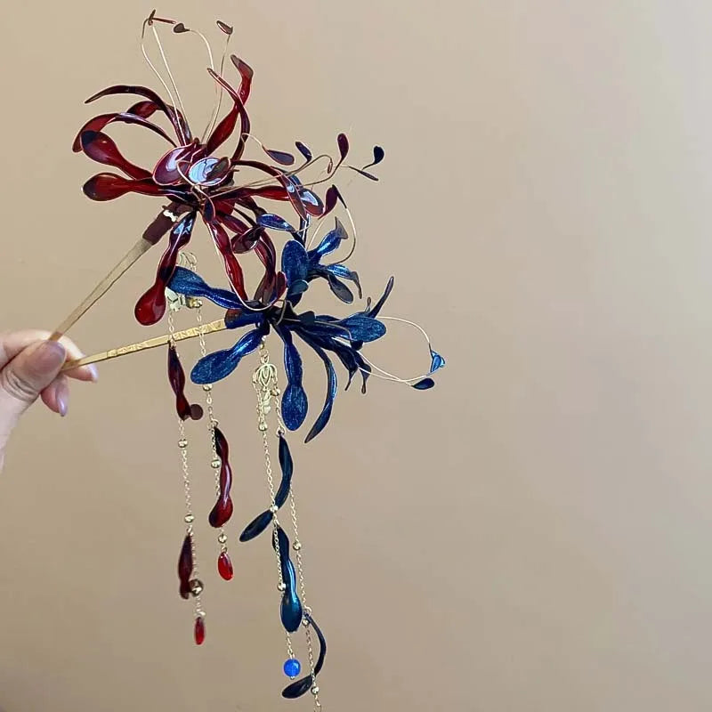 Blood Blossom Hair Sticks