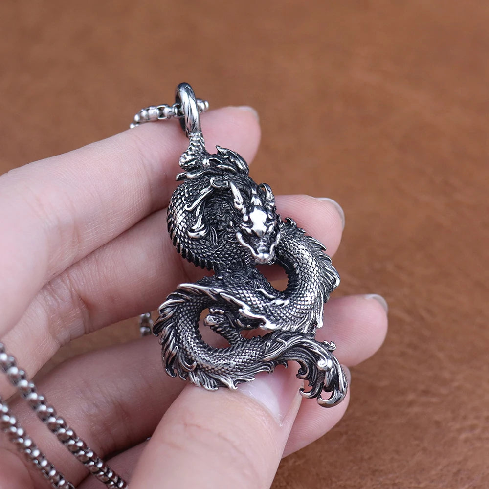 Dominus Steel Dragon Pendant Necklace