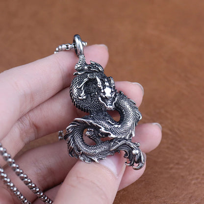 Dominus Steel Dragon Pendant Necklace