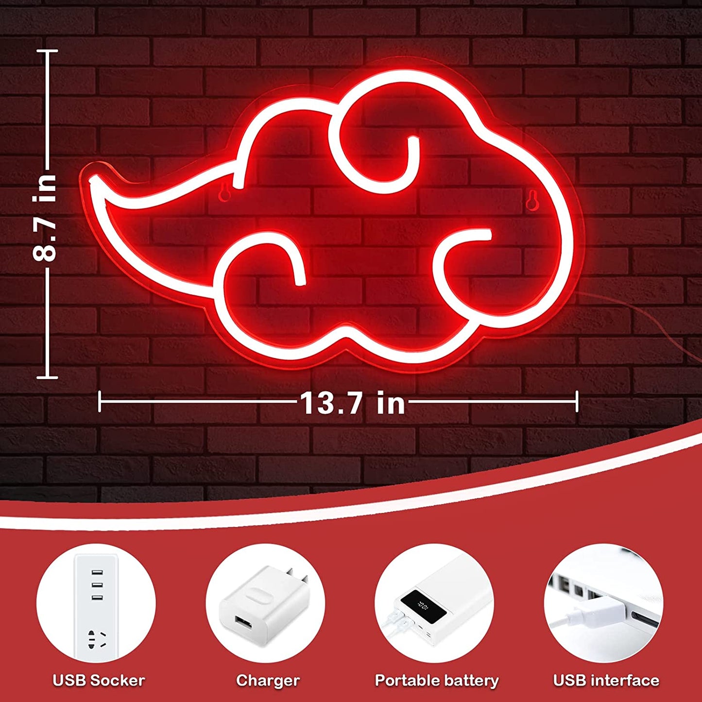 Crimson Storm Neon Wall Art